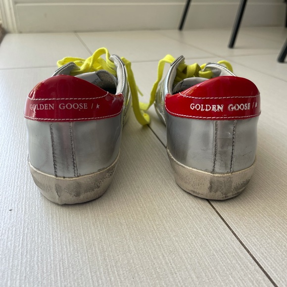 NWT Brand New Golden Goose Women’s Superstar Silver Blue Star Leather Sneaker 37 - Picture 7 of 16